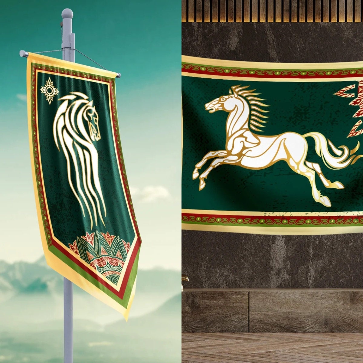 Lord of the Rings Rohan Tapestry Middle Earth Rohirrim Flag - Etsy