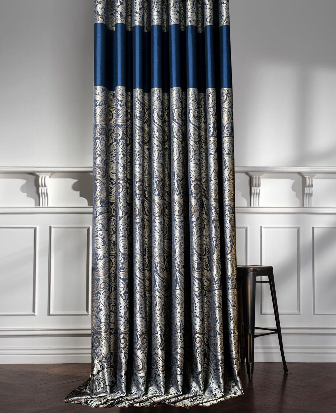 Curtains Panel Damask Patterned Striped Fabric Bedroom Living Etsy