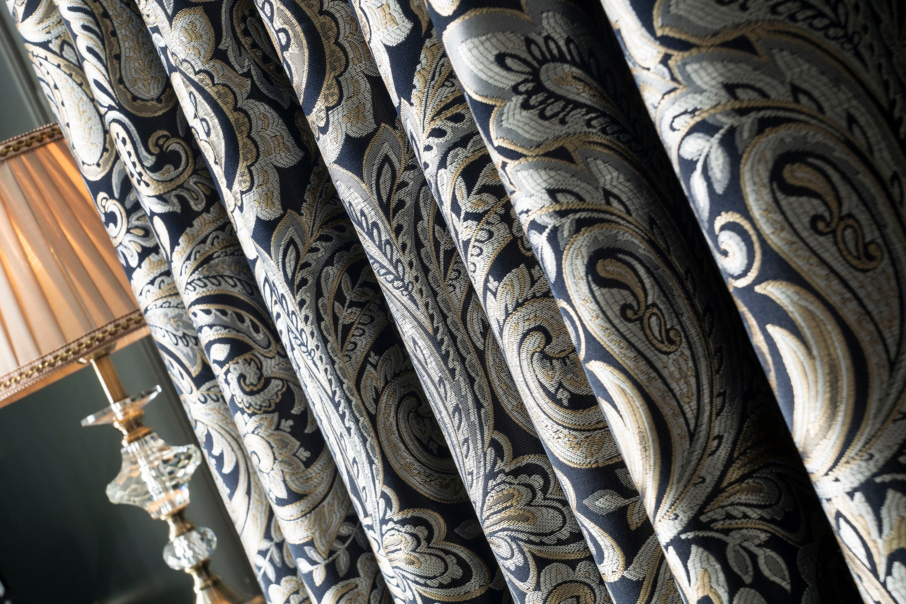 Curtains Panel Damask Patterned Striped Fabric Bedroom Living Etsy