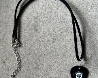 Really Cool All Time 18” Guitar Pick Pendant Necklace Black Suede Cord Recycled Vinyl Record Pick All Low Necklace