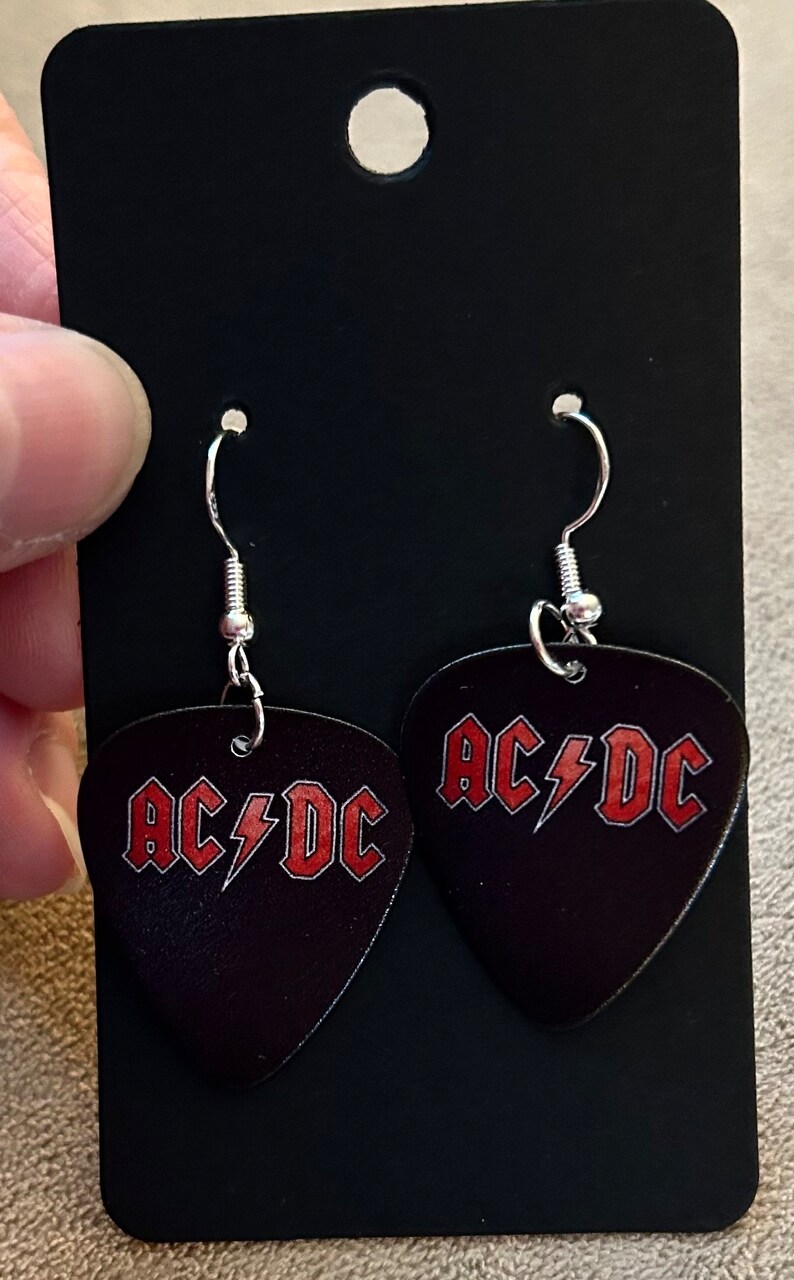 AC/DC Guitar Pick Dangle Earrings Hair Metal Bands - Etsy