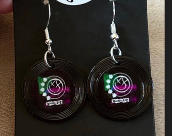 Blink Band Mini Vinyl Record Dangle Earrings Pop Punk Rock Earrings