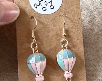 Adorable Colorful Gold Plated Hot Air Balloon Dangle Earrings