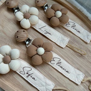 schnullerkette , schnullerklip für Mädchen mit Blumen personalisiert