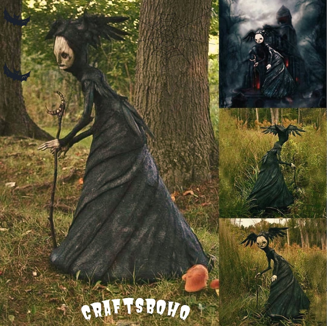 Halloween Witch Figurine Statue Resin Creepy Witch Sculptures Etsy Canada