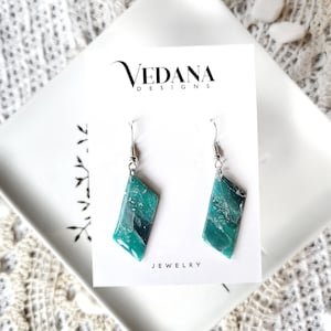 Hanging earrings turquoise 925 silver // geometric earrings made of polymer clay // elegant handmade earrings // gift idea for women