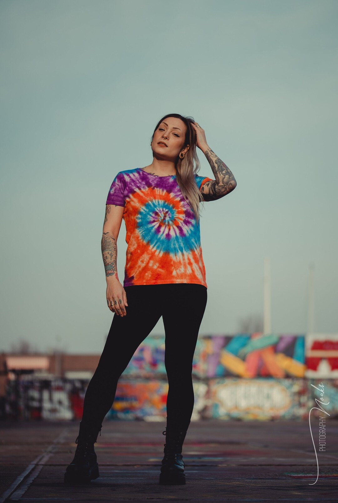 Spiral Blue Tie Dye Women's Golf Shirts