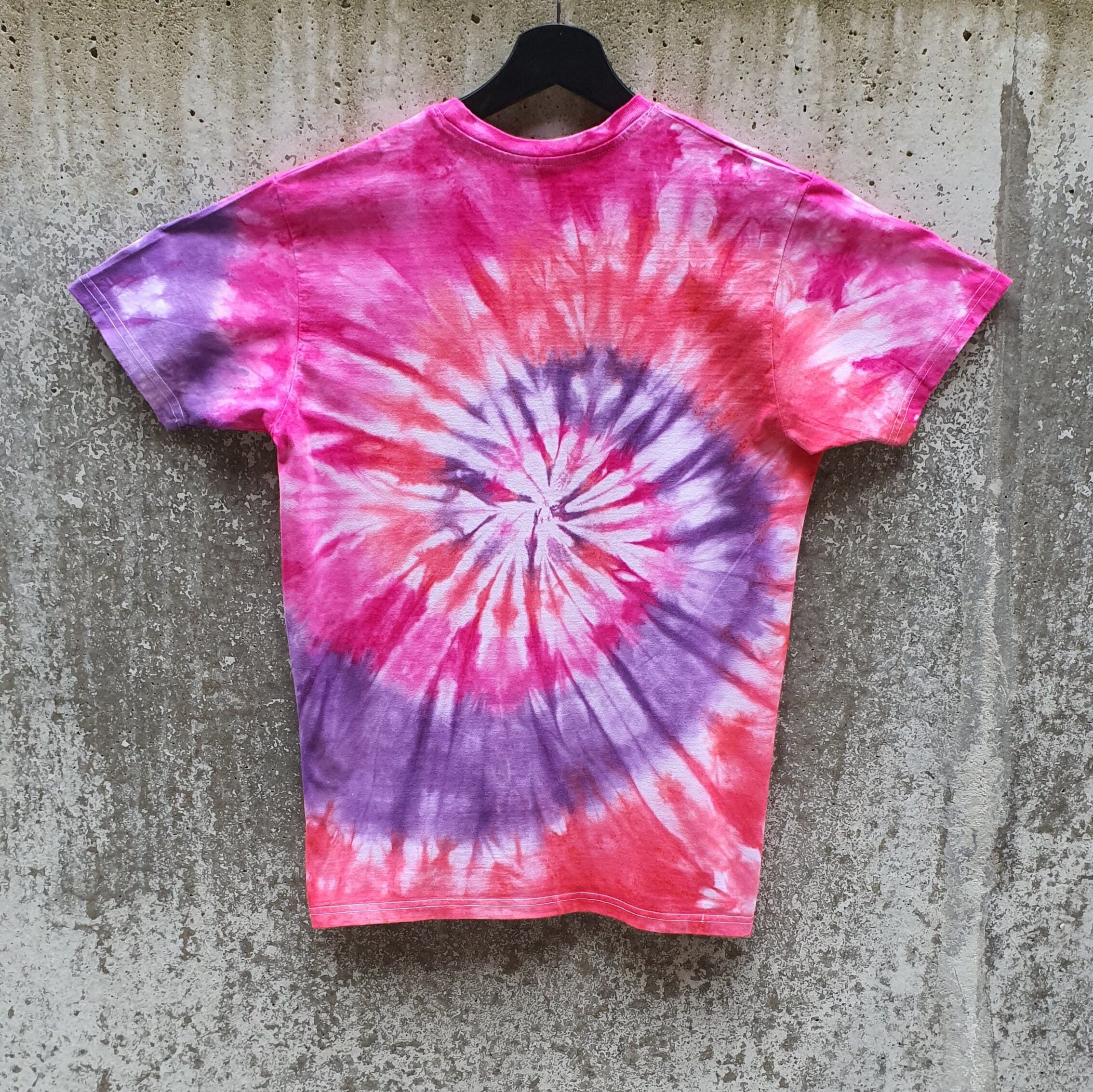 Discover Pink - purple - red spiral tie dye t-shirt with skull patch unisex size S