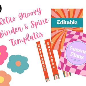 Groovy Retro Binder Covers & Spine Templates