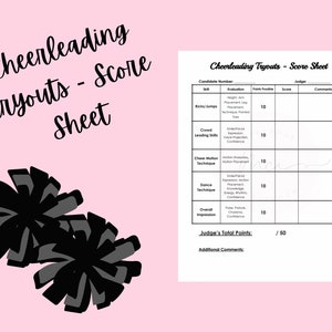 Cheerleading Tryouts - Score Sheet