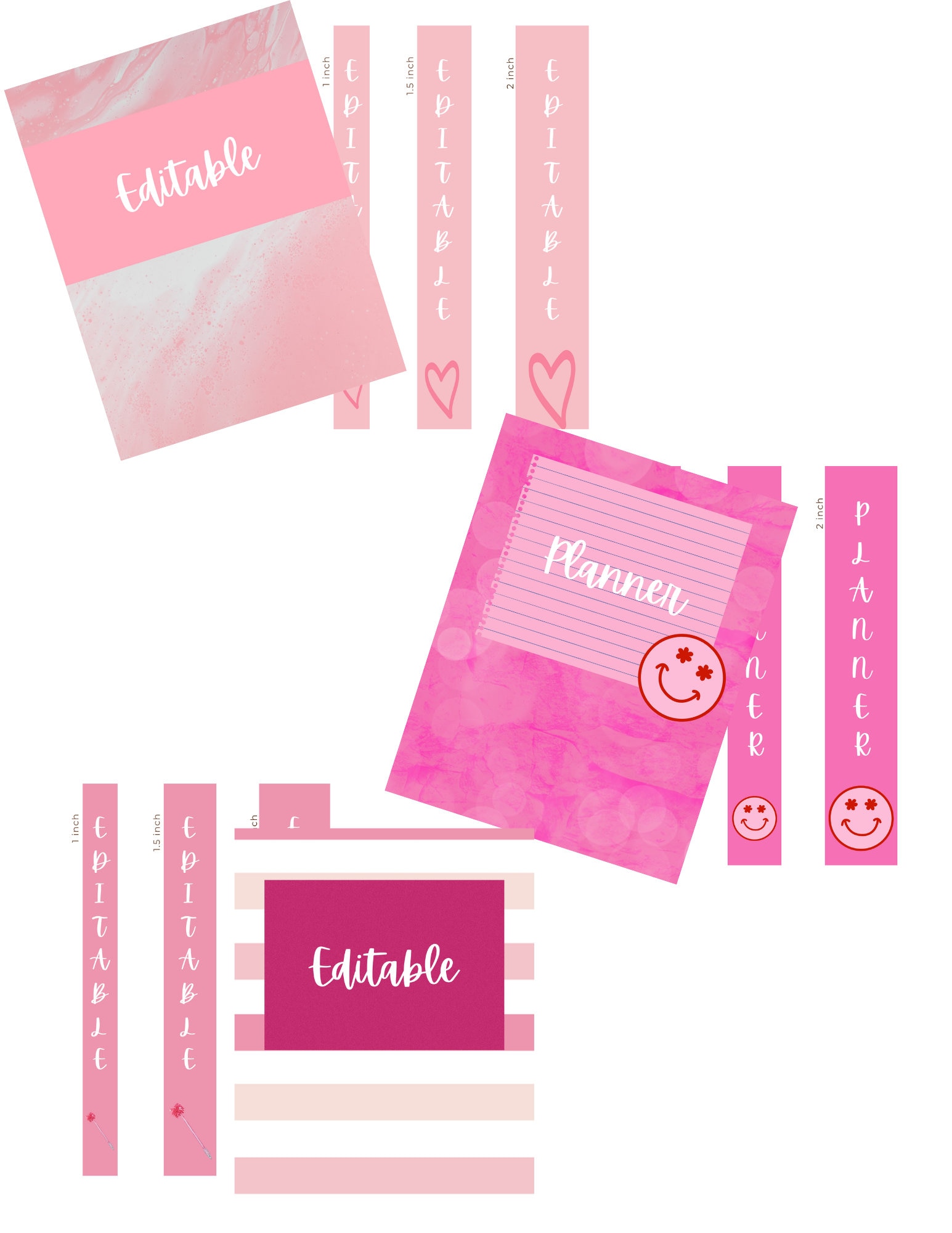 Pink Binder Cover & Spine Templates Etsy
