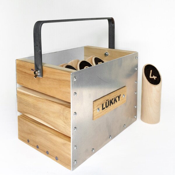 Finnish Throwing Game - Outdoor Game - Handmade From Recycled Wood and Metal - Metal Panel
