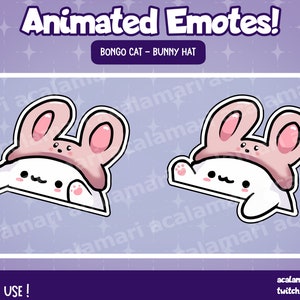 ANIMATED Bongo Cat meme Bunny Hat Twitch / Discord / Youtube / Community / Streamer Chat Emote Cute Kawaii Bunny Cat Gif Emoji Ready to use