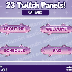 PINK CAT EARS Twitch panels! 23 panels for streaming || Twitch Profile Panel || Cute kitty twitch panels || Affordable twitch panels