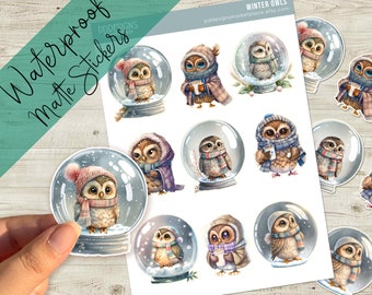 Winter Owls Vinyl Kiss Cut Sticker Sheet - Matte Waterproof stickers