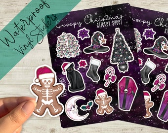 Creepy Christmas Vinyl Kiss Cut Sticker Sheet - Glossy Waterproof stickers