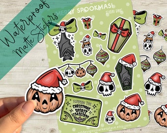 Merry Spookmas  Christmas Vinyl Kiss Cut Sticker Sheet - Matte Waterproof stickers