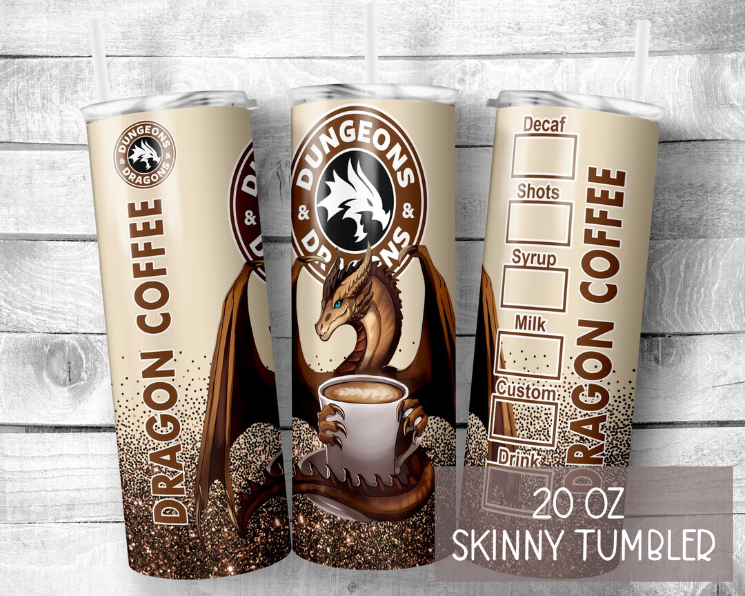 Dragon Coffee Barista RPG Dnd D20 Dungeons Dragons 20oz Skinny Tumbler
