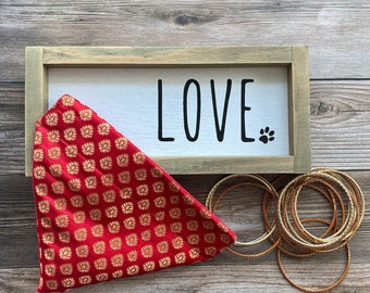 Red/Gold Brocade Banarasi Satin Over-the-Collar Dog Cat Bandana