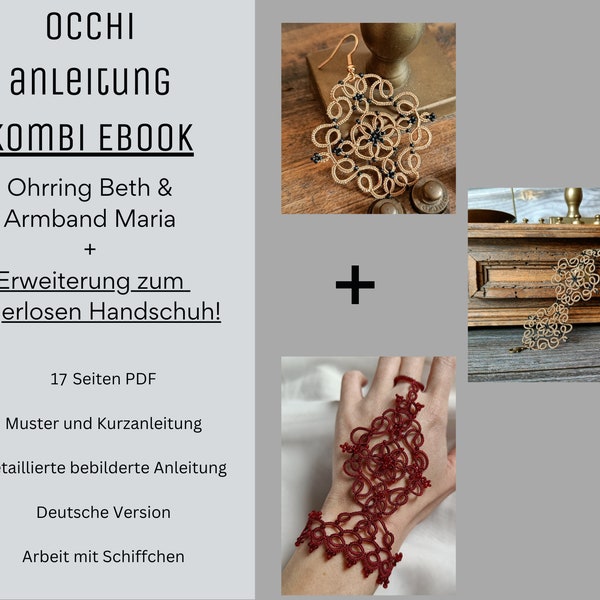 Occhi Anleitung Kombi Ebook Ohrringe Armband fingerlose Handschuhe