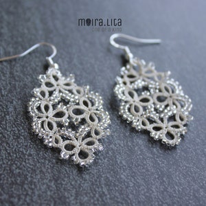 Jolene Tatting Lace Earrings Ecru