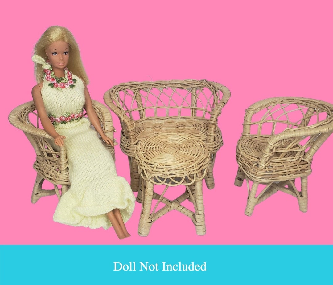 Barbie Doll Wicker/rattan Furniture Set Love Seat Table and Etsy