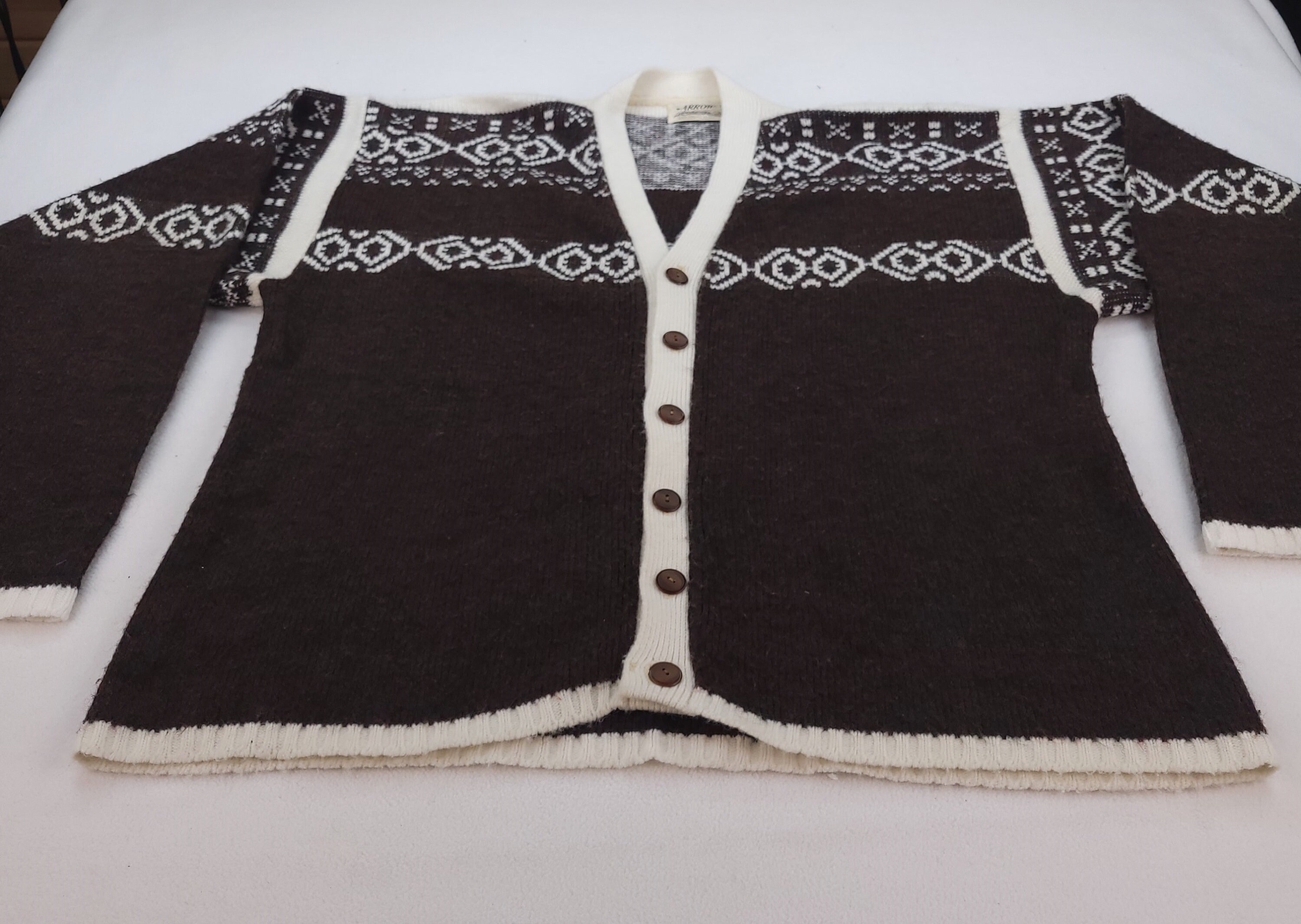 Arrow Ski Lodge Orlon Acrylic Cardigan Sweater Womens Large Nordic  