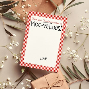 J'espère que votre saison de Noël est Moo-velous CFA Merci porte-carte cadeau modèle imprimable modifiable Corjl 2E98OM