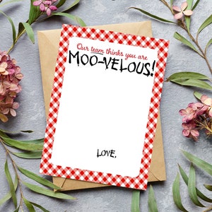 Our Team Thinks You Are Moo-velous CFA Thank You Gift Card Holder Editable Printable Template Corjl 2LDIH7
