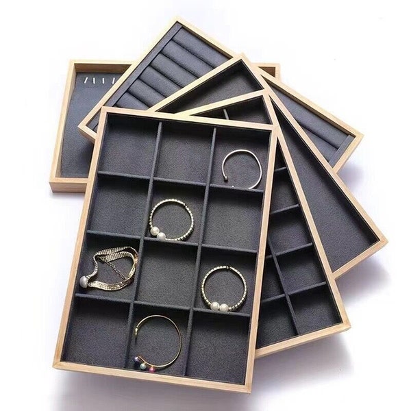 Bamboo Deep GreyGreenJewelry storage display ,jewelry organizer ,Fully Customizable for any size any layout