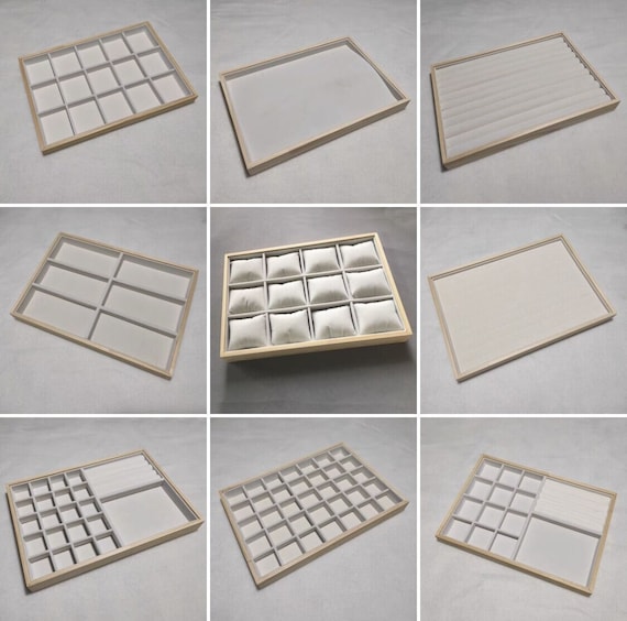 Wood  Creamwhite Jewelry storage/ display / organizer , drawer insert , other colours for option , fully  customizable