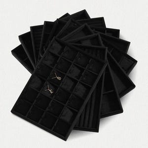 Contenitore/espositore/organizzatore per gioielli impilabile nero, inserto per cassetto, altri colori a scelta, completamente personalizzabile
