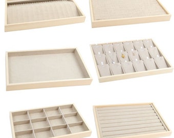 Wood Almond/Grey/CreamwhiteJewelry storage display ,jewelry organizer ,Fully Cusotmizable