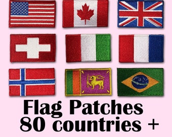 Flag patches, flag, flag embroidery, flag iron on patch, country flag patch, north america, asia, europe, iron on flag, sew on flag patch