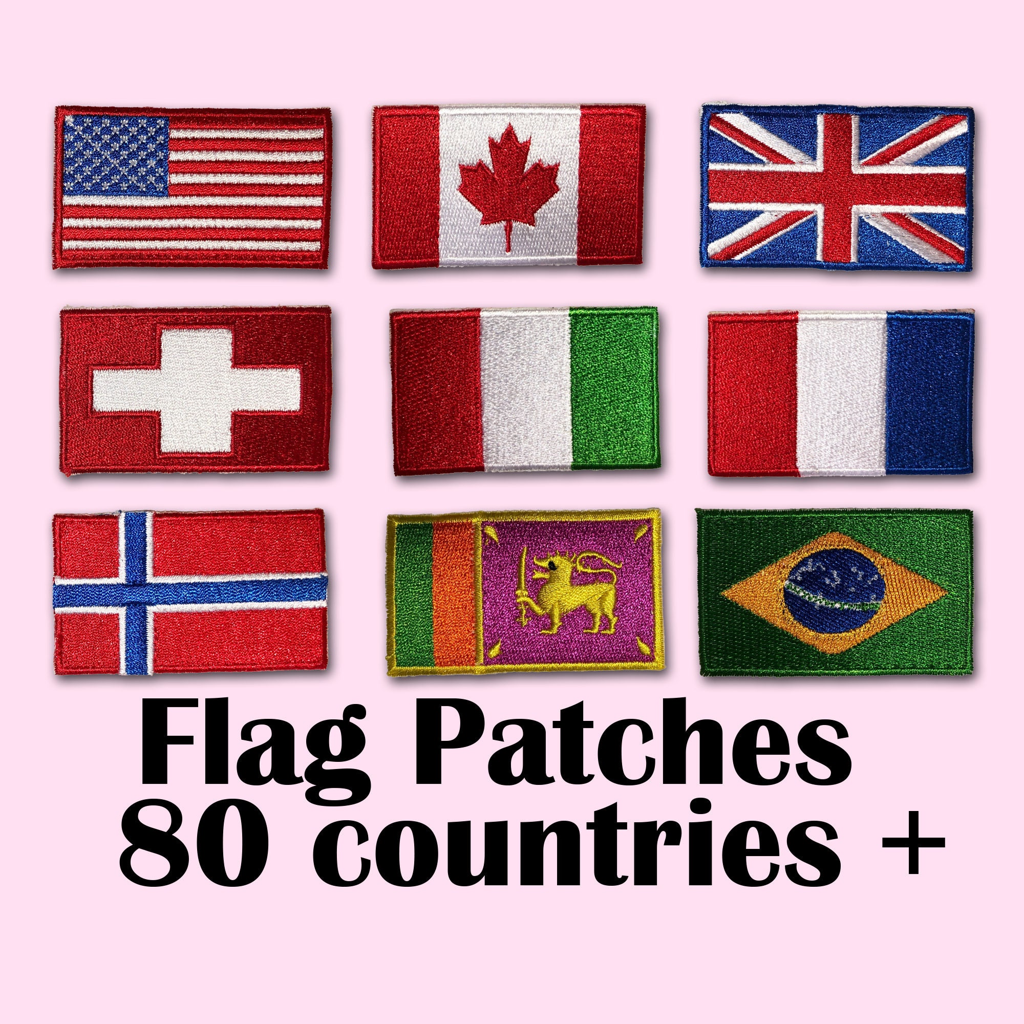 Flag Patches, Flag, Flag Embroidery, Flag Iron on Patch, Country Flag Patch,  North America, Asia, Europe, Iron on Flag, Sew on Flag Patch 