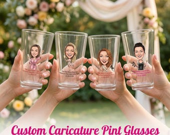 Spersonalizowane szklanki do piwa z karykaturą na wieczór panieński, kubki dla druhen, spersonalizowane naczynia na wycieczkę dla dziewcząt, upominek dla druhen, zabawny prezent dla panny młodej