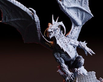 Adult Black Dragon Beast | Miniature 28mm 32mm Scale | 8K Resin | 3D Printed | Unpainted Tabletop Fantasy RPG Dungeon and Dragons D&D