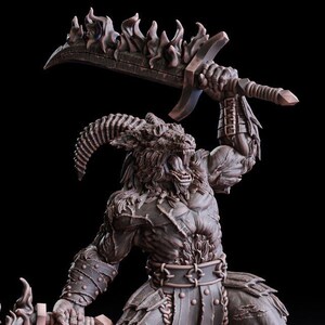 Goat Demon Warrior | Miniature 28mm 32mm 75mm Scale | 8K Resin | 3D Printed | Unpainted Tabletop Fantasy RPG Dungeon and Dragons D&D