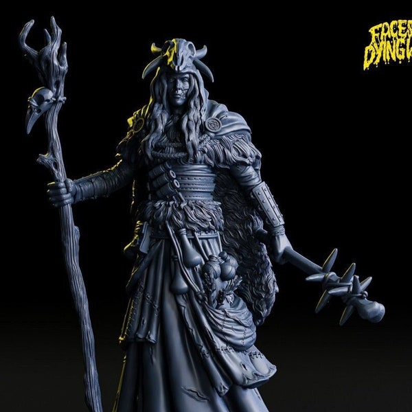 Human Shaman Druid Wizard | Miniature 28mm 32mm Scale | 8K Resin | 3D Printed | Unpainted Tabletop Fantasy RPG Dungeon and Dragons D&D