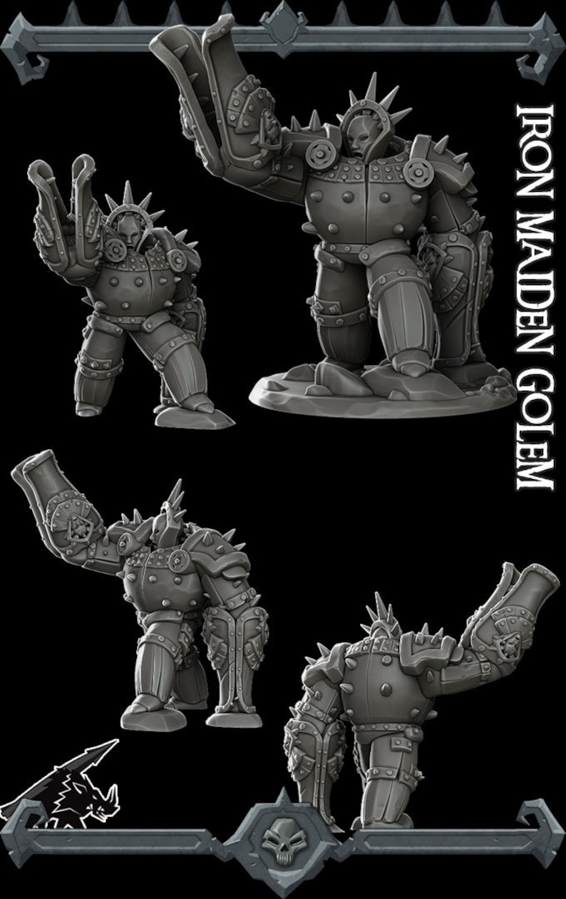 Iron Maiden Golem Miniature 28mm 32mm Scale 8K Resin 3D Etsy