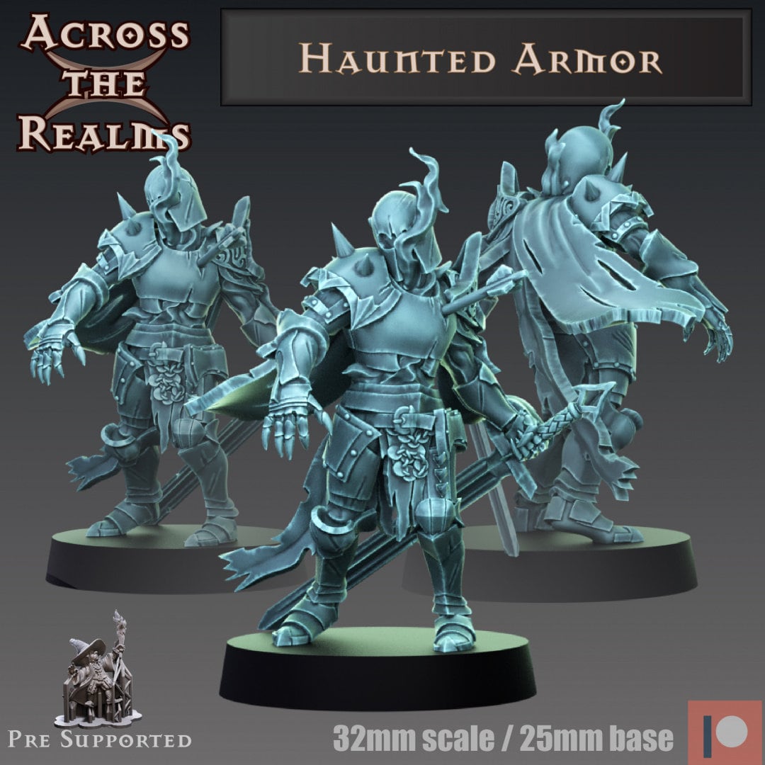 Animated Armor Ghost Miniature 28mm 32mm Scale 8K Resin Etsy