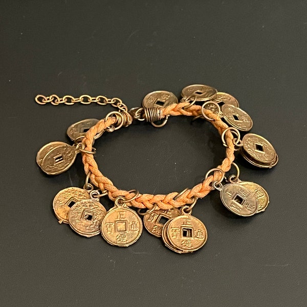 Vintage Asiatisches Münz-Charm-Armband