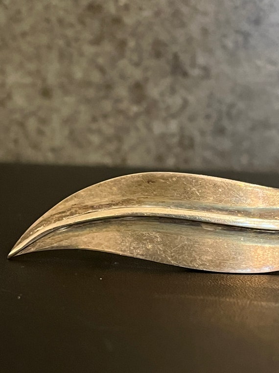 Sterling Silver Delfino Leaf Pin Brooch, Taxco, M… - image 4