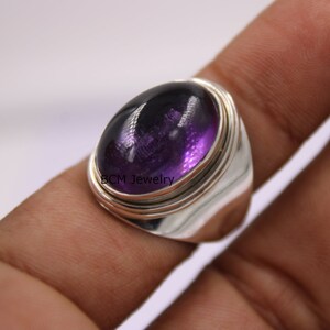 Pure 925 Sterling Silver Band Ring For Men, Women & Girls, Natural Healing Gemstone Unique Handcrafted Statement Wedding Gift For Her / Him