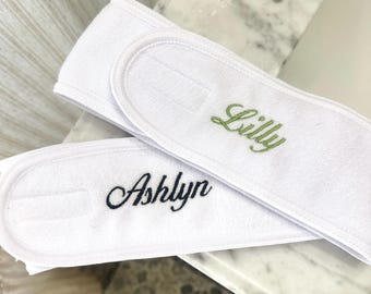 Diadema de spa personalizada con nombre bordado, diadema para el cuidado de la piel, diadema con monograma, regalo para dama de honor y despedida de soltera.