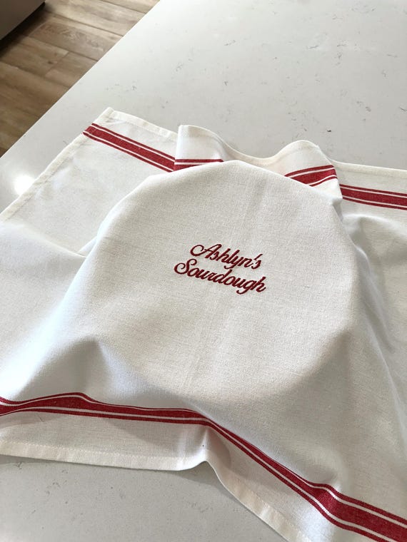 Personalized Sourdough Bread Embroidered Towel, Bulk Fermenting, Banneton Cover, Sourdough Gifts