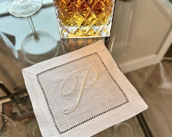 Servilletas de cóctel con monograma personalizado, servilletas bordadas, servilletas de cóctel de lino/para anfitrionas, inauguración de la casa, boda, regalo personalizado