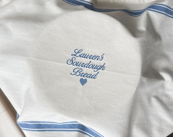 Embroidered Sourdough Towel with Heart Icon, Personalized Sourdough Gift, Gift for Baker, Custom Sourdough Cover, Sourdough Starter Towel