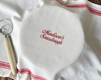 Custom Sourdough Bread Towel, Personalized Sourdough Gift, Embroidered Kitchen Towel, Bulk Fermenting, Banneton Cover