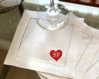 Personalized Home State Heart Embroidered Cocktail Napkin